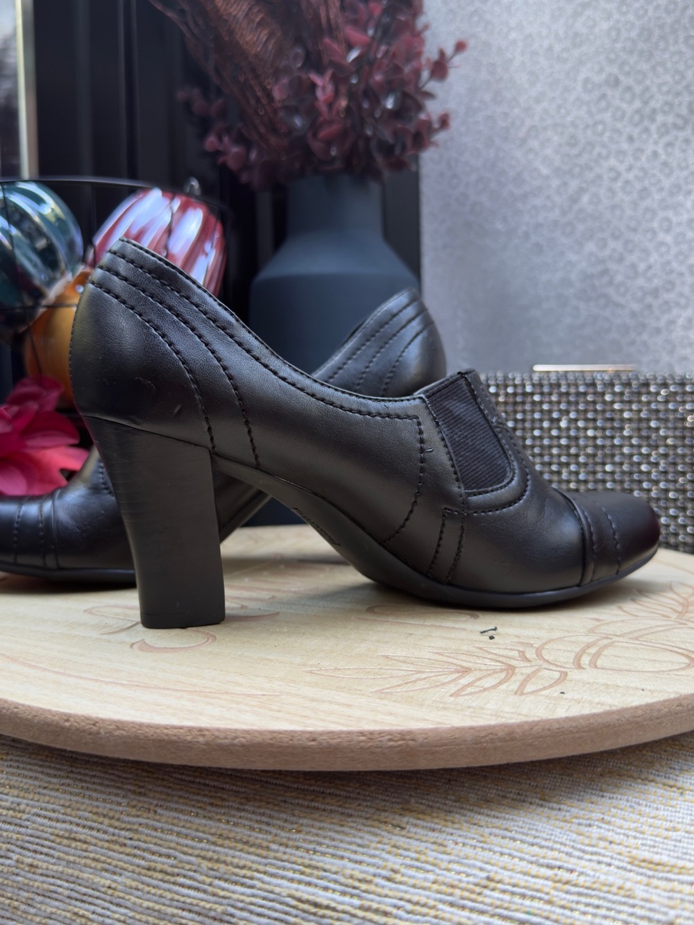 Franco Sarto Black Leather Ankle Booties